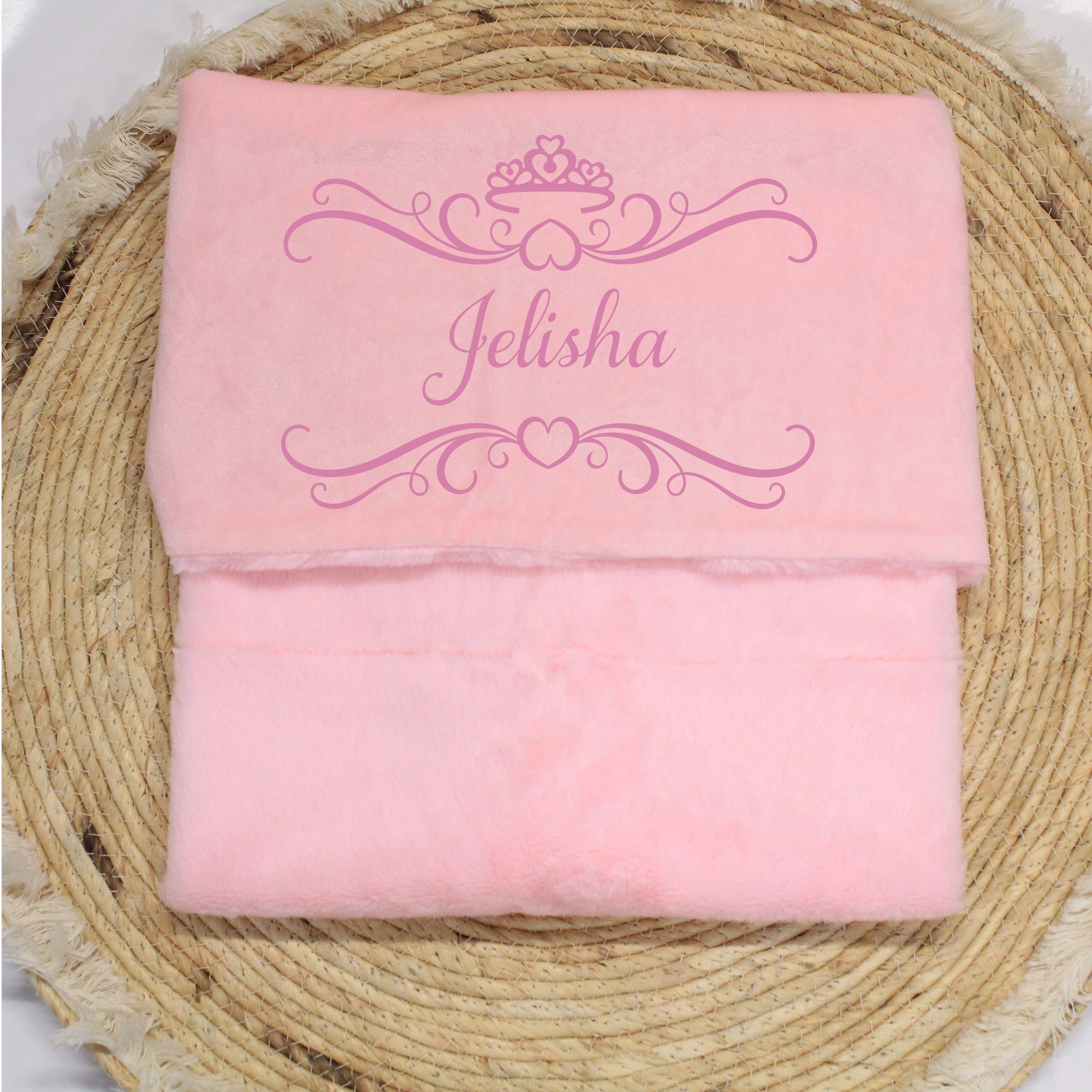 Baby dekentje met naam en tiara