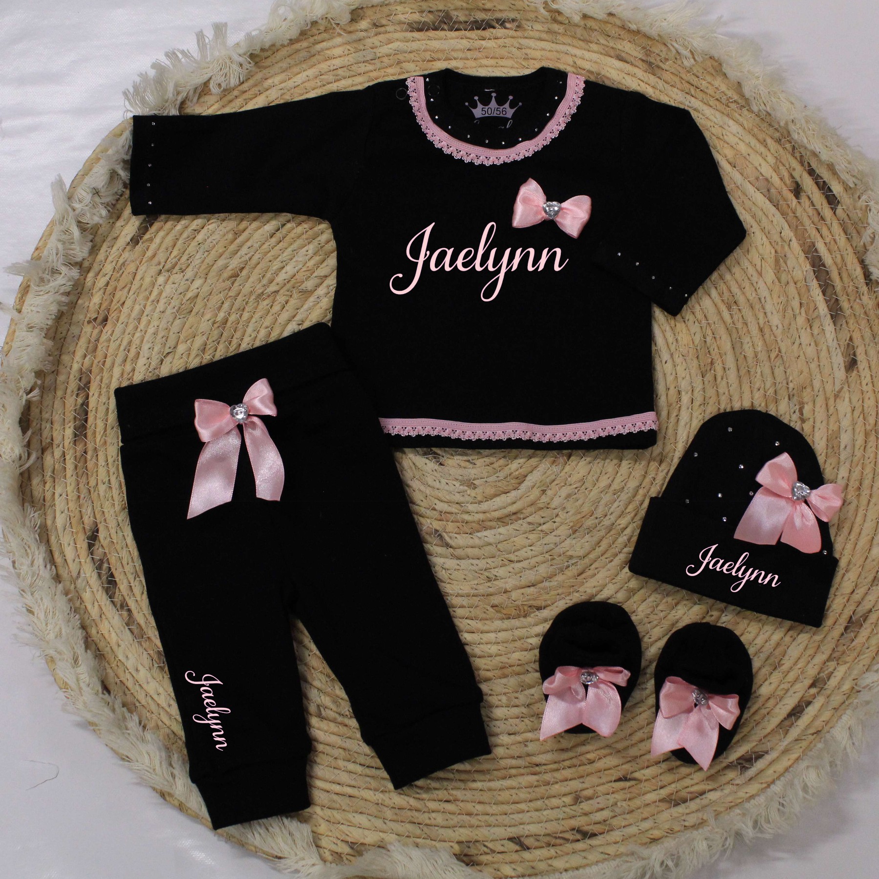 Geboorte pakje zwart/roze