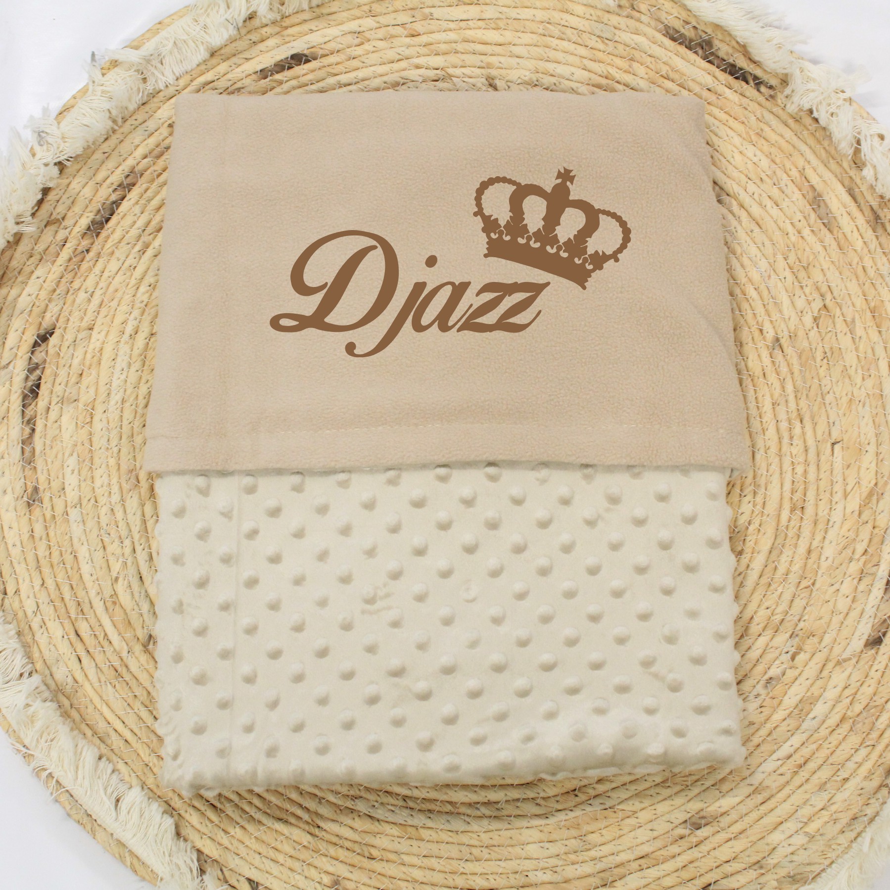 Baby dekentje met naam en kroon royaal