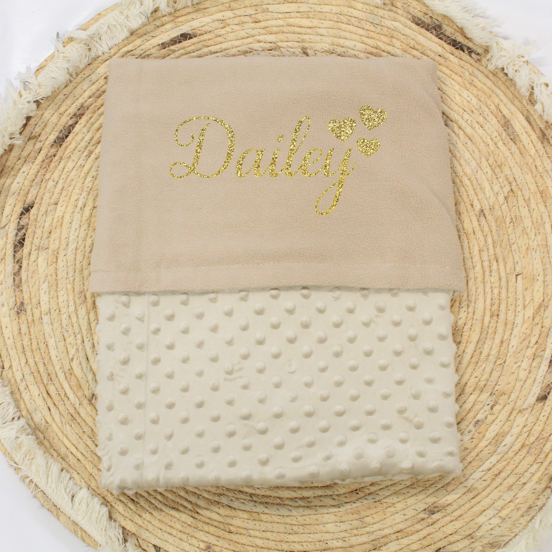 Baby dekentje met naam en 3 hartjes - Afbeelding 5