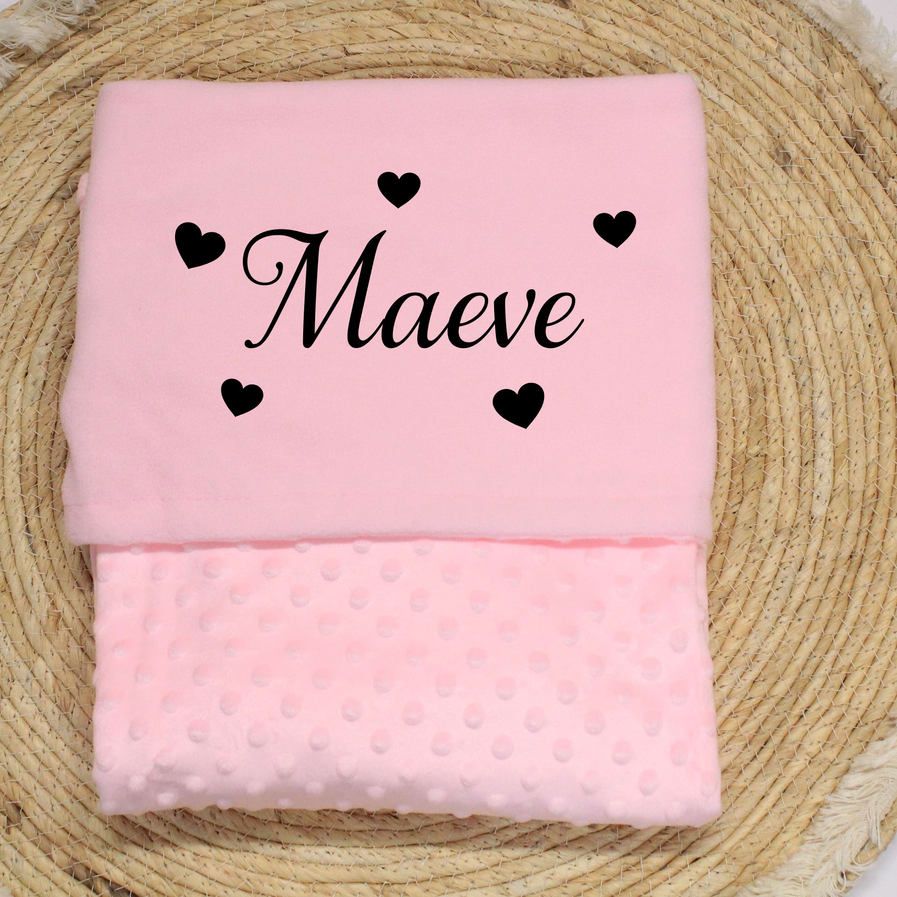 Dekentje naam hartjes rondom - Afbeelding 2