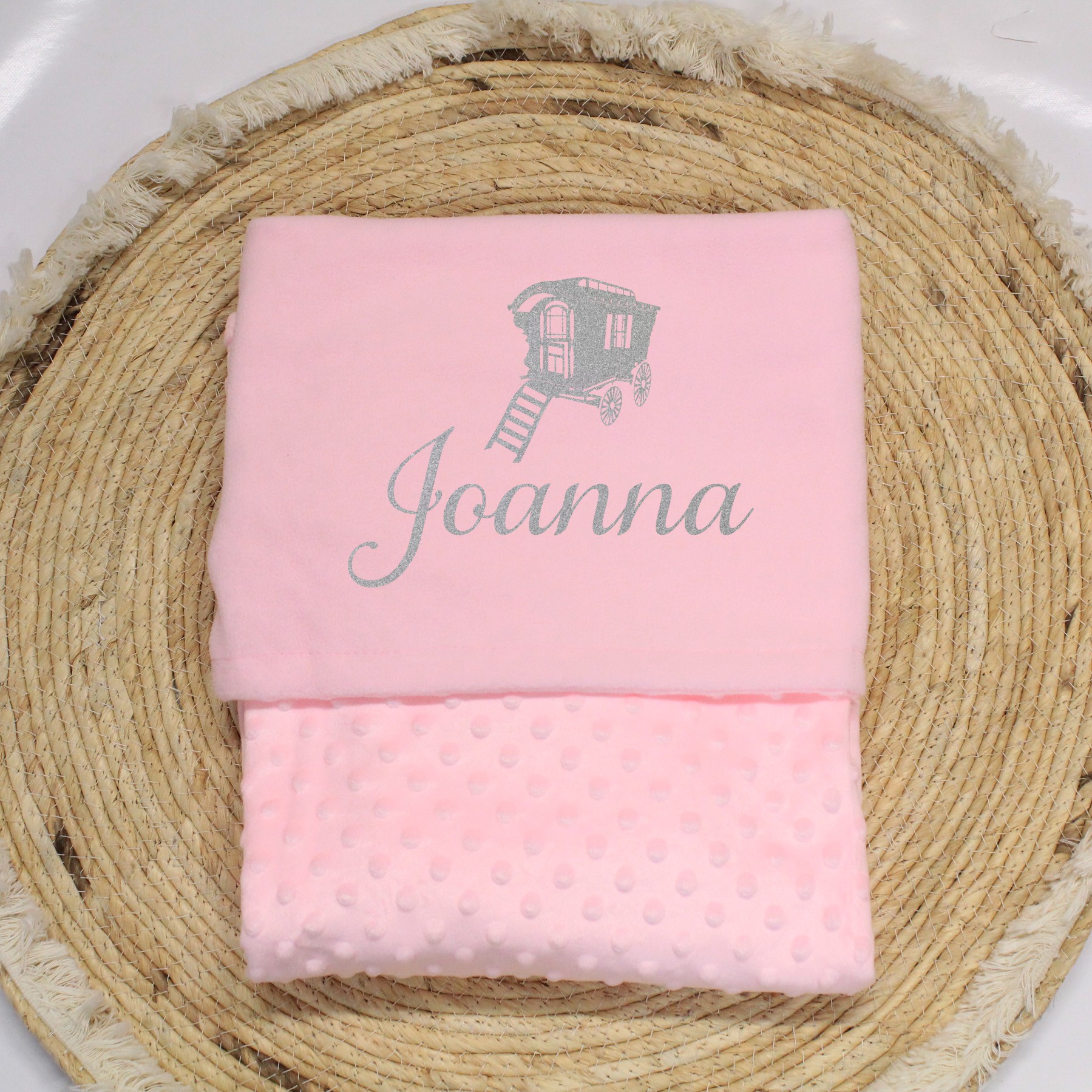 Baby dekentje met naam en woonwagen - Afbeelding 3