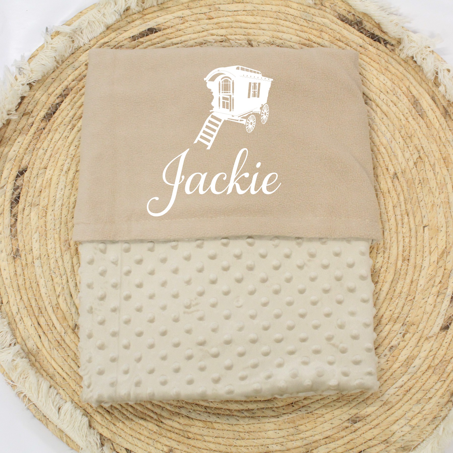 Baby dekentje met naam en woonwagen - Afbeelding 4