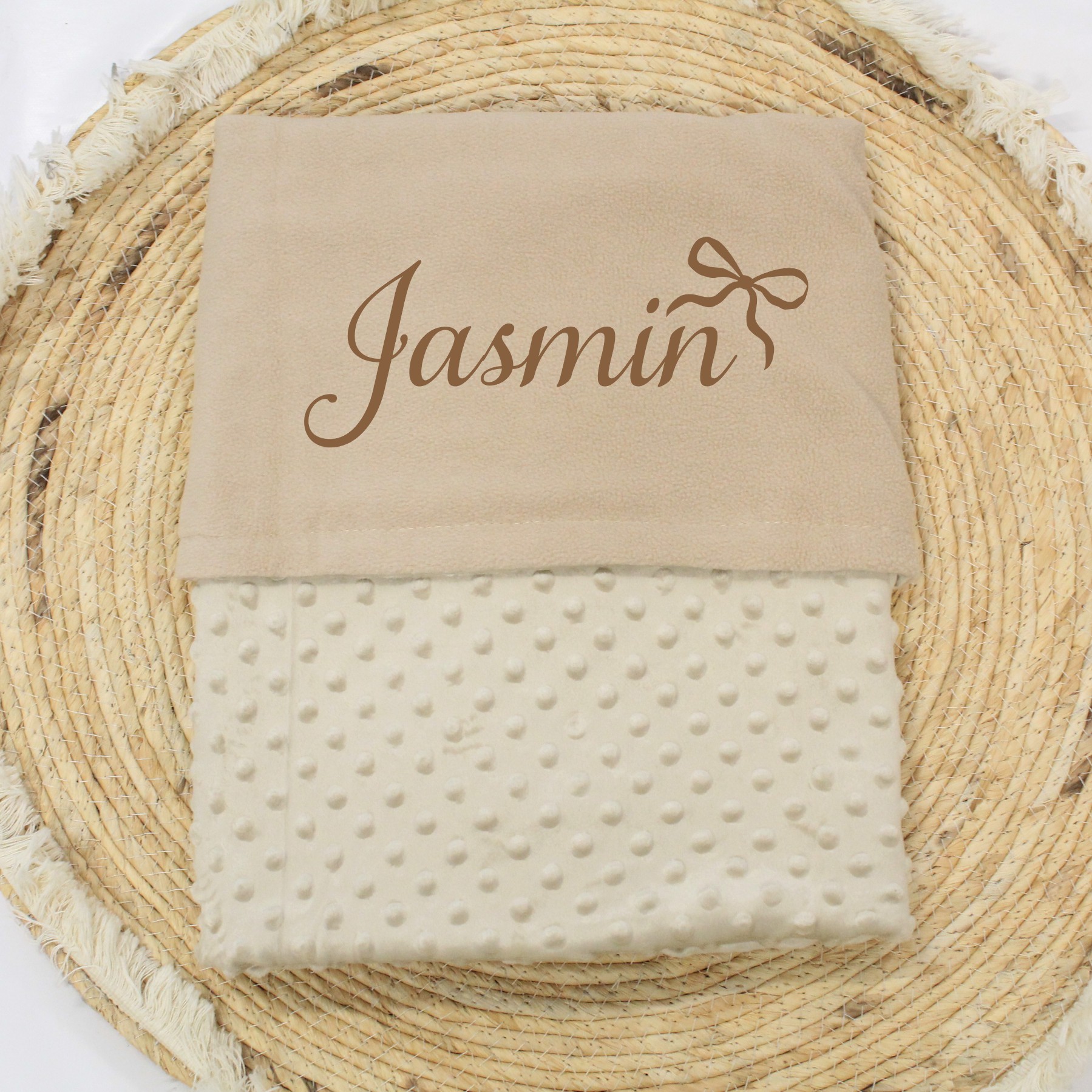 Baby dekentje met naam en strikje - Afbeelding 3