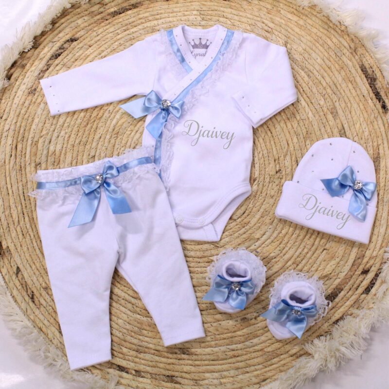 Geboorte pakje deluxe wit/blauw